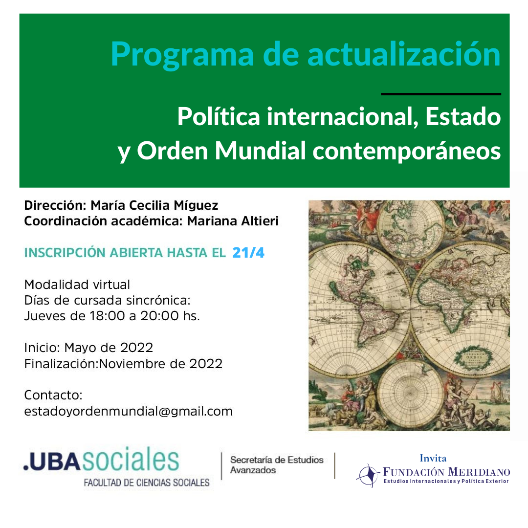Lee más sobre el artículo Programa de Actualización: Política Internacional, Estado y Orden Mundial Contemporáneos